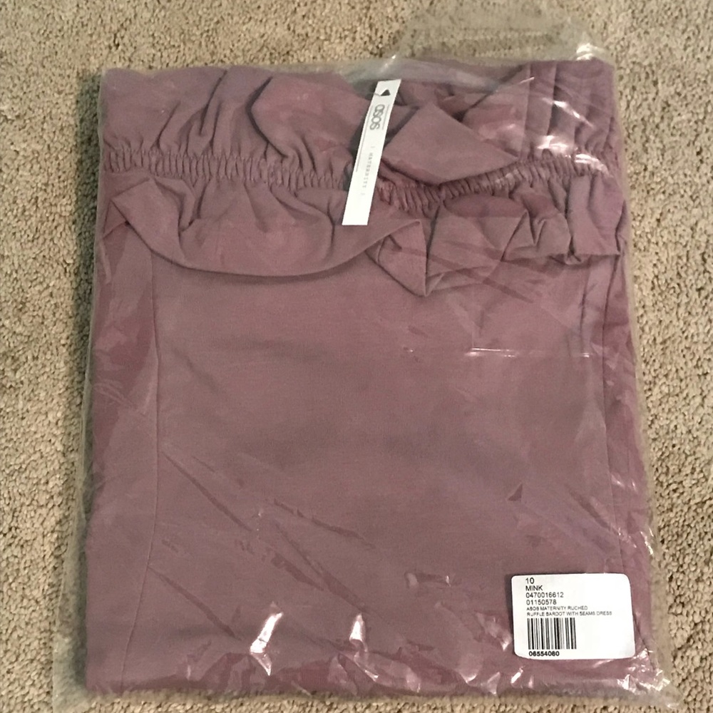 ASOS Maternity Ruched Ruffle Bardot Dress - Picture 4 of 4